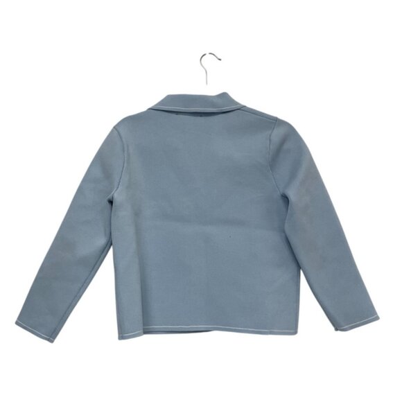 Zara Womens Blazer Jacket Size M Blue Trim Knit Sweater cardigan 4192/051 NWT - Picture 5 of 16